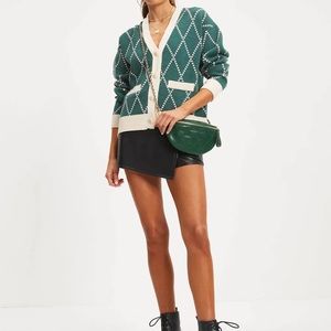 Green and Cream Women's Cardigan